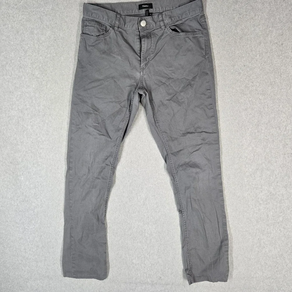 Theory Men Pants 31 Gray Chino Twill Zipper 29
